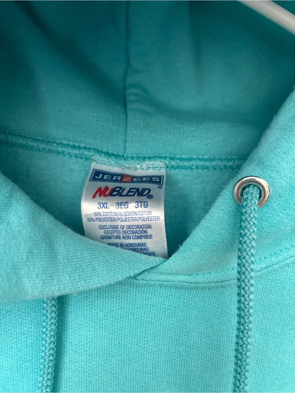 Jerzees Teal Pullover Hoodie with Drawstring - Picture 2 of 4